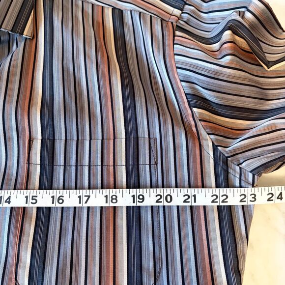 St. Croix Men’s Large Tall Shirt Made in Italy Brown Grey Stripes 100% Cotton - Picture 6 of 9